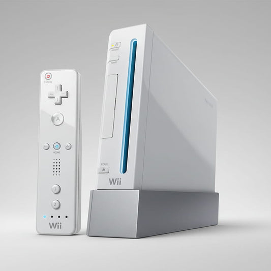 White Nintendo Wii console modded with homebrew - includes Wiimote controller sensor bar and cables UK