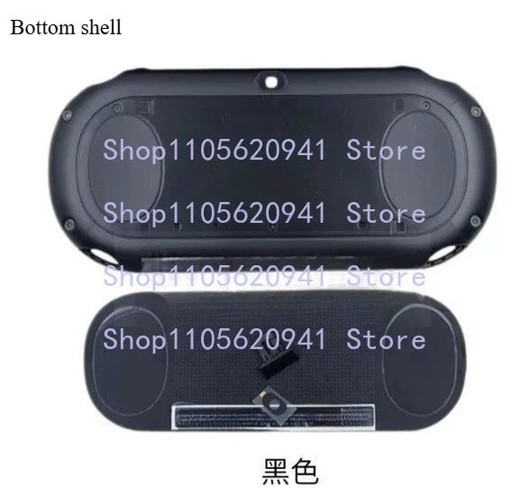 Black PS Vita 2000 Slim replacement rear and bottom shell covers displayed on a white background, from ModxGaming UK