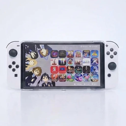 Hard-modded Nintendo Switch OLED on a clean white studio background – modded console UK