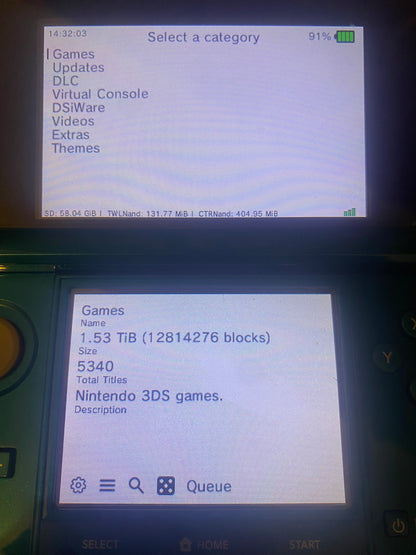 Aqua Blue Nintendo 3DS - Modded, 128GB SD