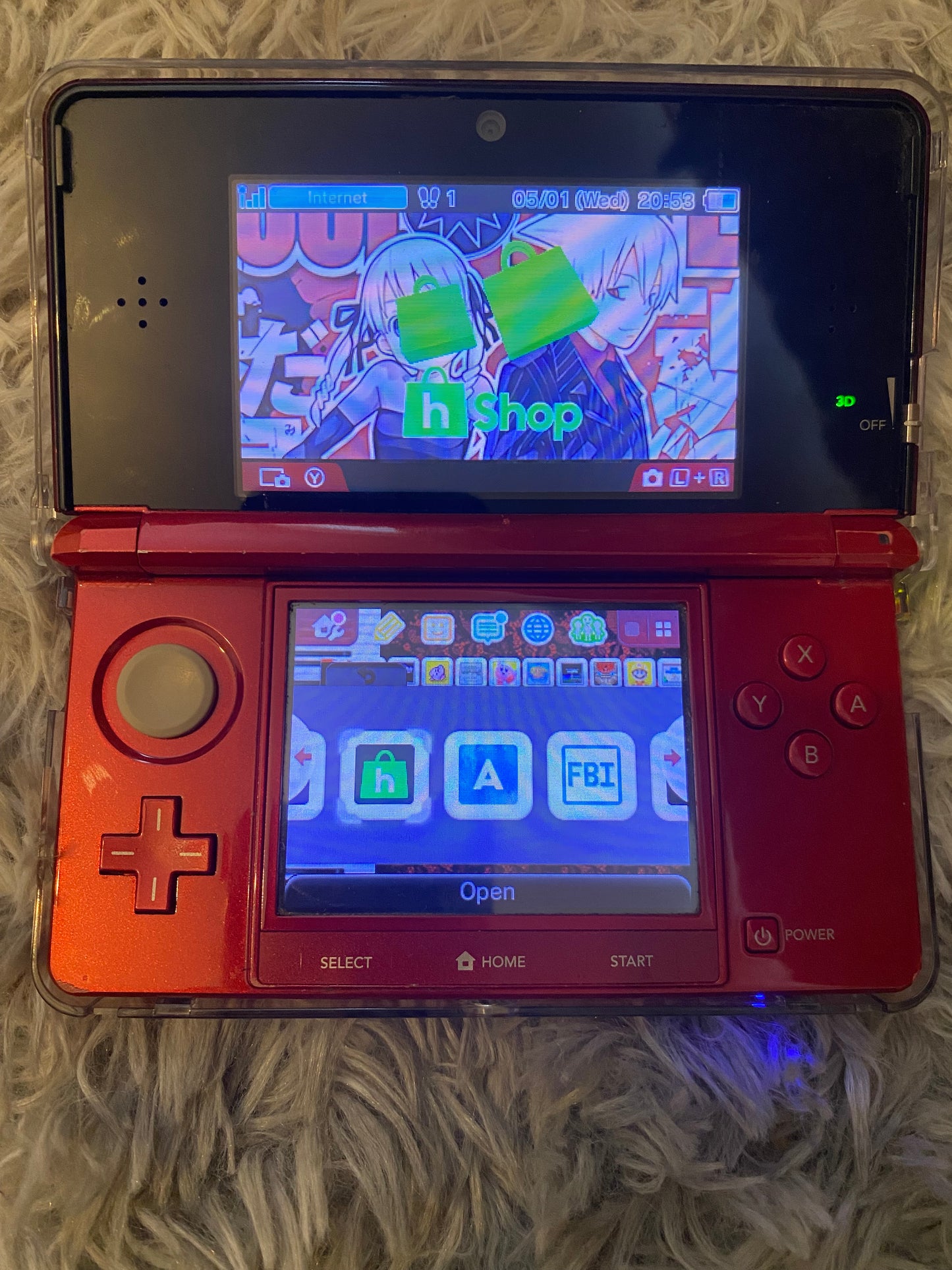 Flame Red Nintendo 3DS - Modded, 128GB SD