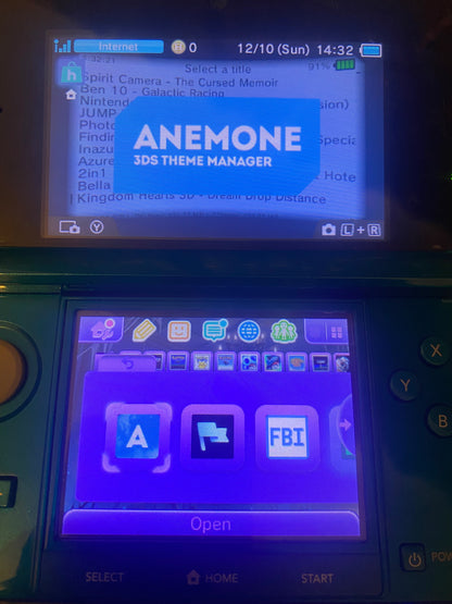 Aqua Blue Nintendo 3DS - Modded, 128GB SD