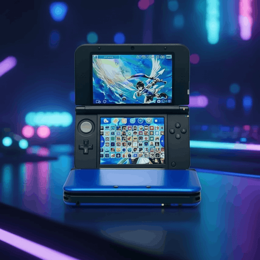 Modded Nintendo 3DS XL with custom firmware, pre-installed games and emulators, neon gaming setup – ModxGaming UK