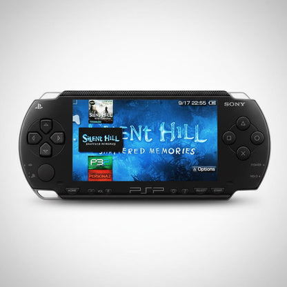 Black PSP-1000 modded handheld - custom firmware, 64-256GB storage, pre-loaded games UK
