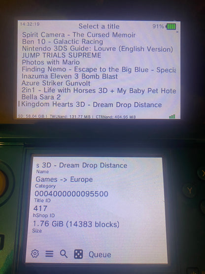 Aqua Blue Nintendo 3DS - Modded, 128GB SD