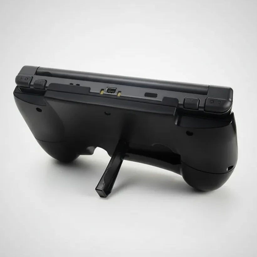 Rear view of a 3DS XL hand grip with built-in kickstand extended, ergonomic gaming accessory – ModxGaming UK