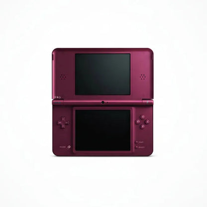 Modded Nintendo DSi XL red pink edition with custom firmware emulators and pre-installed games on SD card