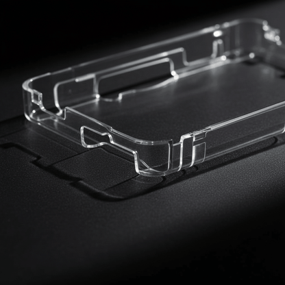 Nintendo 3DS clear crystal hard case close-up edge detail transparent polycarbonate slim fit protective cover