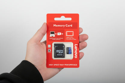 Hand holding Lenovo memory card packaging with a gray background  128GB micro SD memory card adapter pre-installed games emulators for modded 3DS PSP PS Vita UK gaming storage

These now include key selling points: 128GB SD card, pre-installed games, and emulators - all high-value search terms that will attract customers looking for ready-to-play modded consoles.