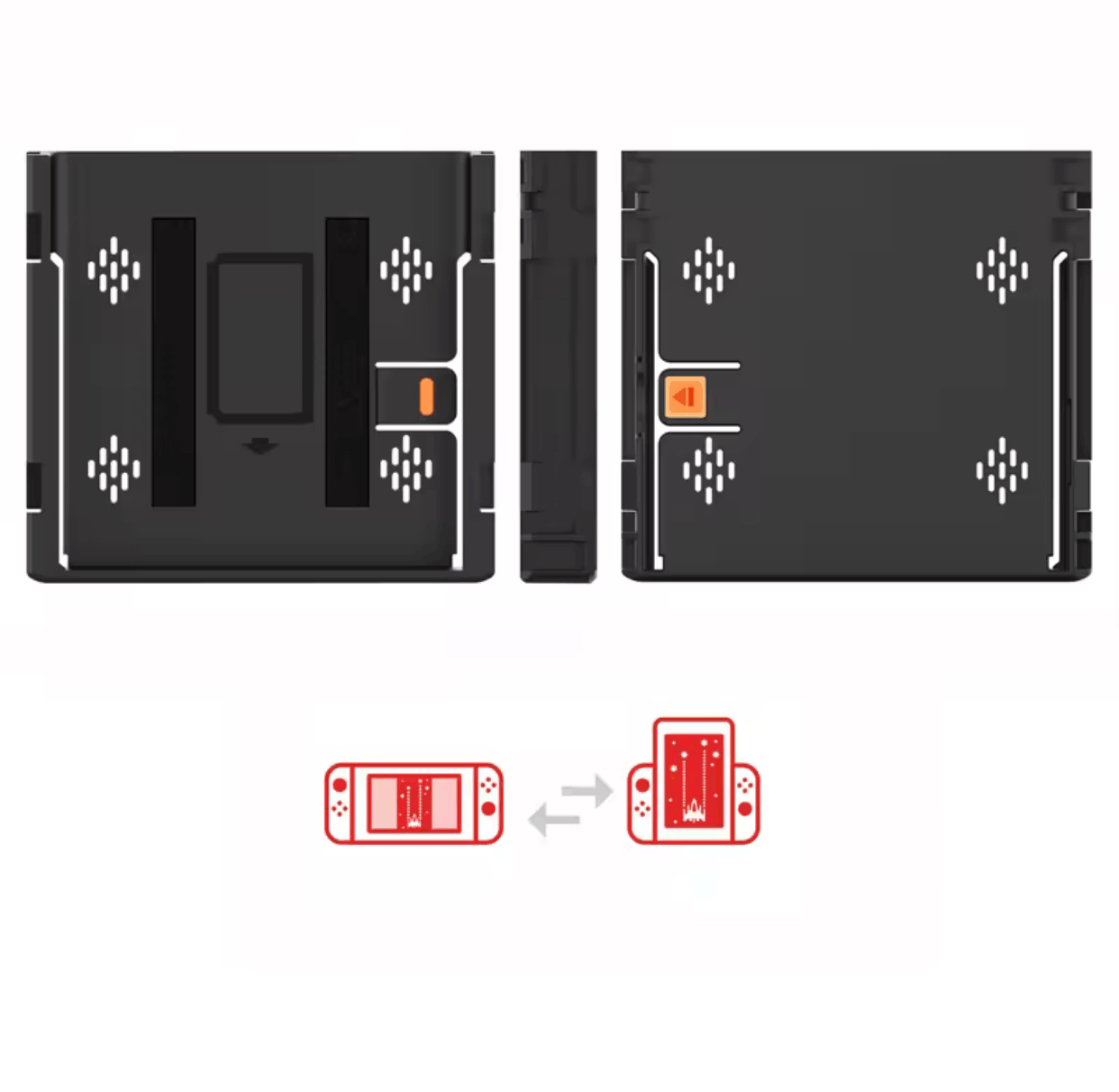 Modded Nintendo Switch vertical grip mount with custom firmware console and pre-installed games