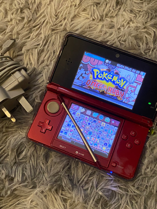 Flame Red Nintendo 3DS - Modded, 128GB SD