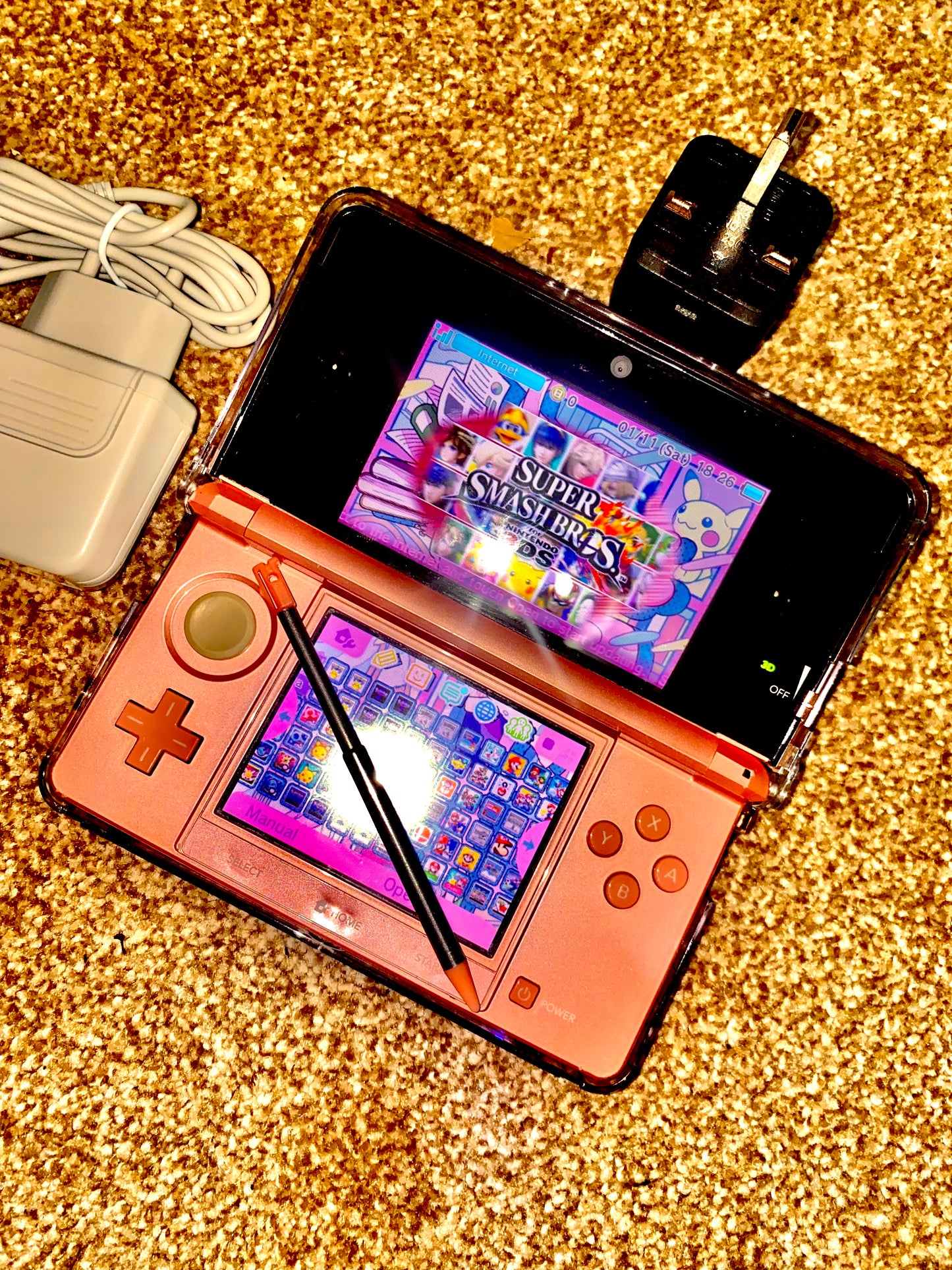 Pink Nintendo 3DS – Modded, 128GB SD