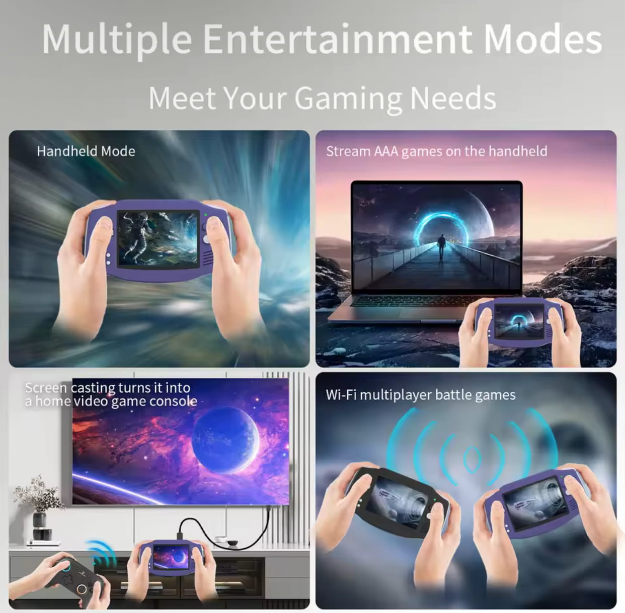 Anbernic RG34XX Indigo handheld gaming console - premium modded device with preinstalled games