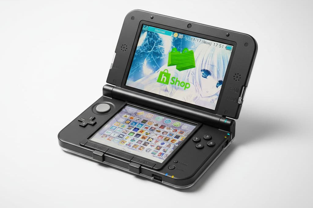 Modded Nintendo 3DS XL with Luma3DS custom firmware, 64GB/128GB/256GB SD card, homebrew apps, and customizable themes