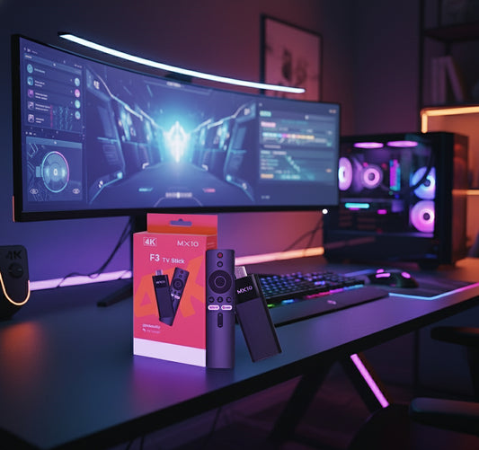 Packaging of electronic devices with a modern living room in the background “Amazon Fire TV Stick streaming device with Alexa Voice Remote for 4K streaming apps.”

“Amazon Fire Stick HDMI streaming media player for Netflix, Prime Video, and YouTube.”

“Amazon Fire TV Stick 4K streaming device with voice assistant remote control.”