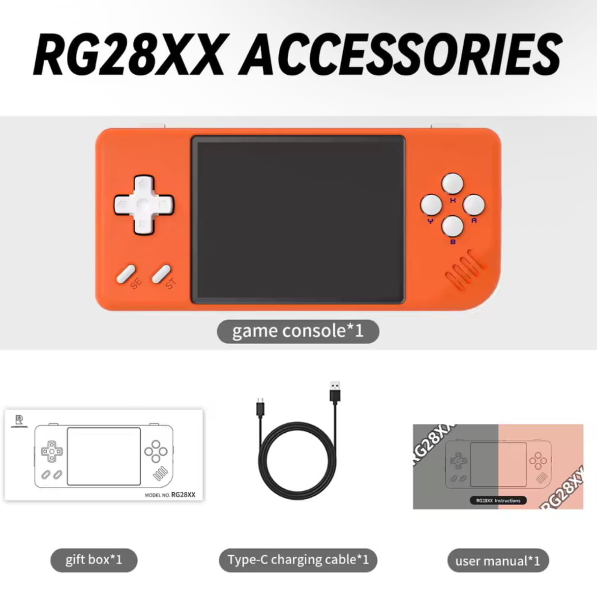 ANBERNIC RG28XX retro gaming device - 64GB microSD card with 5000+ pre-installed classic games