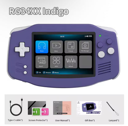 Anbernic RG34XX Indigo with custom firmware - plug and play retro gaming device
