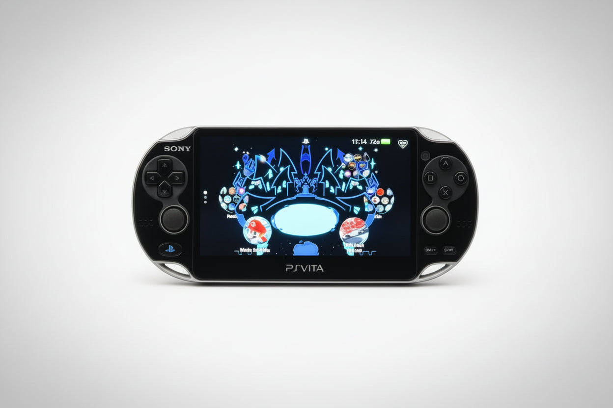 Sony PlayStation Vita gaming console on a white background PS Vita modded console 128GB SD custom firmware pre-loaded games emulators carrying case UK professional modding