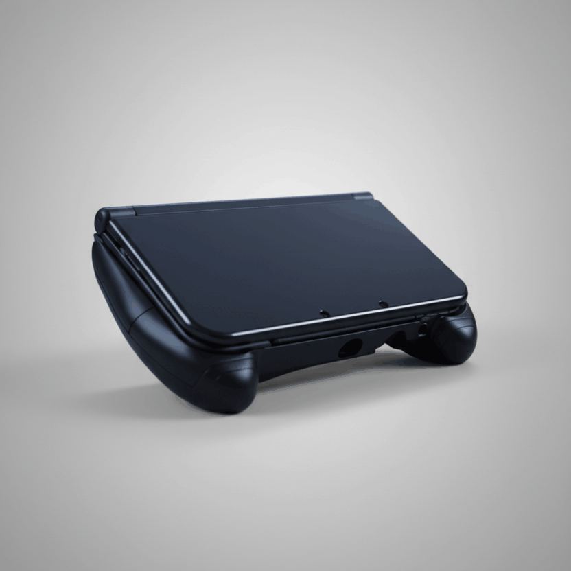 Black 3DS XL hand grip accessory - top view showing ergonomic design
