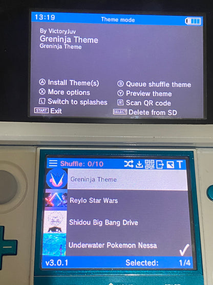 White x Aqua Blue Nintendo 3DS - Modded, 128gb