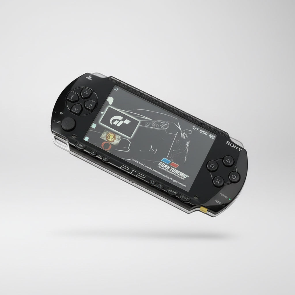 Sony PSP gaming console on a white background “Piano black modded PSP 1000 with 128GB SD card, custom firmware installed, preloaded games and emulators, fully tested handheld console”

“Sony PSP 1000 piano black jailbroken system featuring 128GB memory card, custom firmware, retro emulators, and pre installed games”

“PSP 1000 piano black modded handheld console with custom firmware, 128GB SD storage, classic emulator games installed”