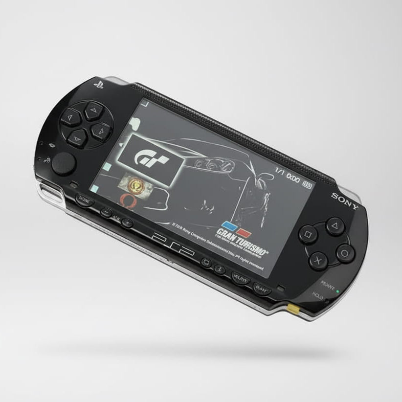 Black Sony PSP-1000 with CFW - emulators and retro games pre-installed, ready to play
