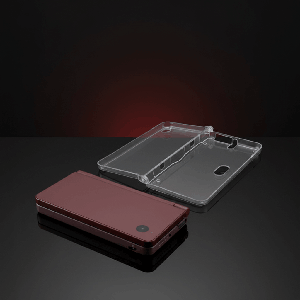 Nintendo 3DS XL dark red maroon clear crystal hard case separated view slim fit protective cover