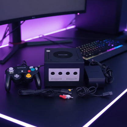 Purple modded GameCube with 64GB-256GB SD card loader - custom firmware, pre-installed emulators and games