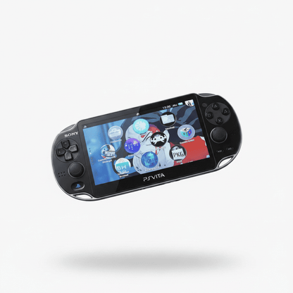 Sony PS Vita 1000 OLED modded console front view showing custom firmware home screen with pre-installed games – ModxGaming