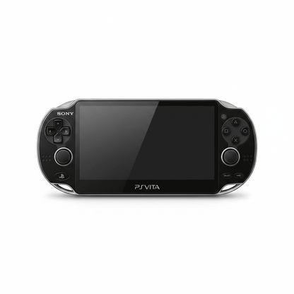 Sony PS Vita 1000 OLED handheld console front view black – modded with custom firmware and pre-installed games by ModxGaming