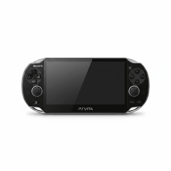 Sony PS Vita 1000 OLED handheld console front view black – modded with custom firmware and pre-installed games by ModxGaming
