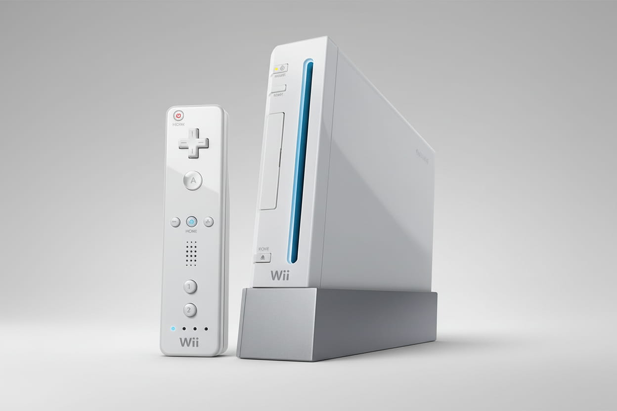 White Nintendo Wii console modded with homebrew - includes Wiimote controller sensor bar and cables UK

