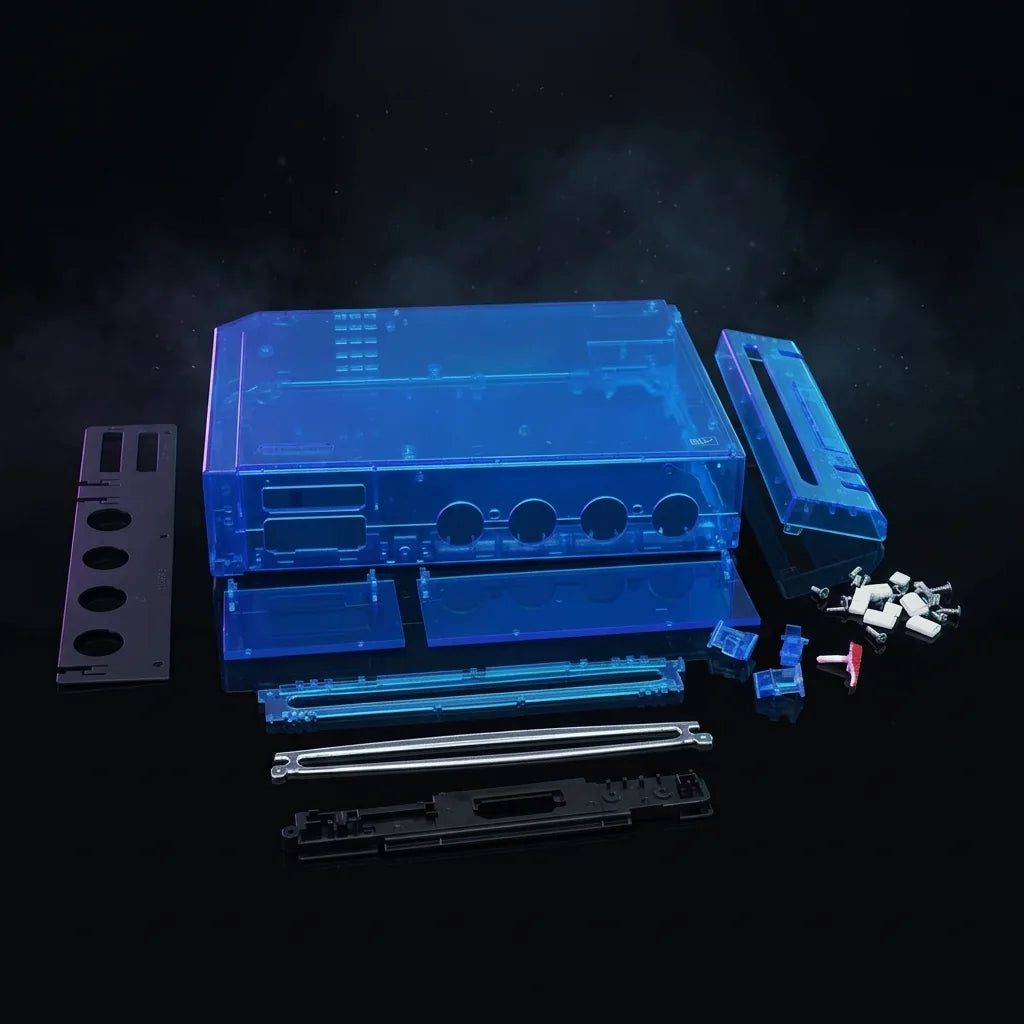 Arctic Tide translucent blue Nintendo Wii replacement shell housing on a dark smoky backdrop, ModxGaming UK