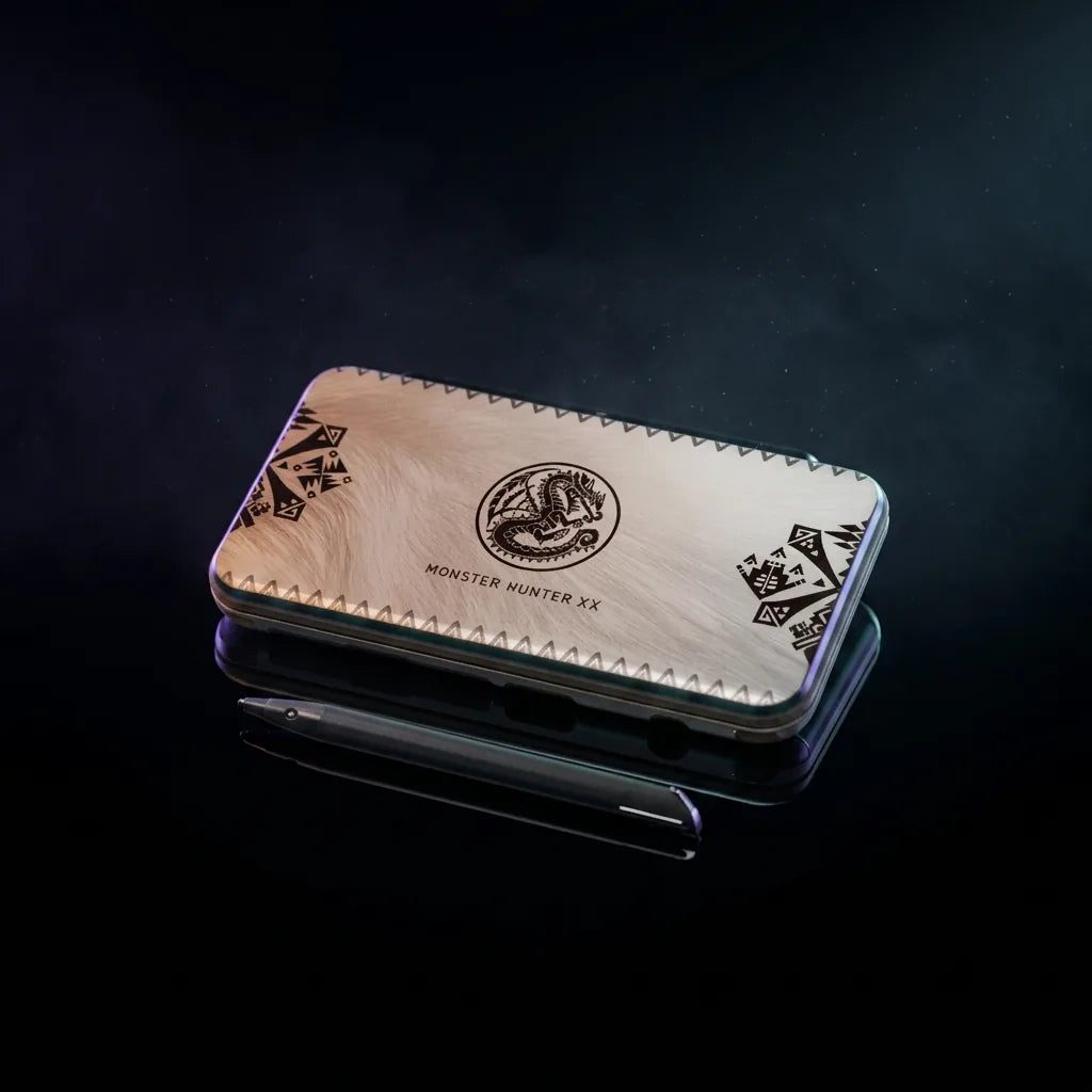 Astro Mist New 2DS XL replacement shell in silver pearl marble with an etched dragon crest emblem