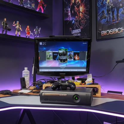 Modded Xbox 360 gaming station with custom firmware, emulators and pre-installed retro games library