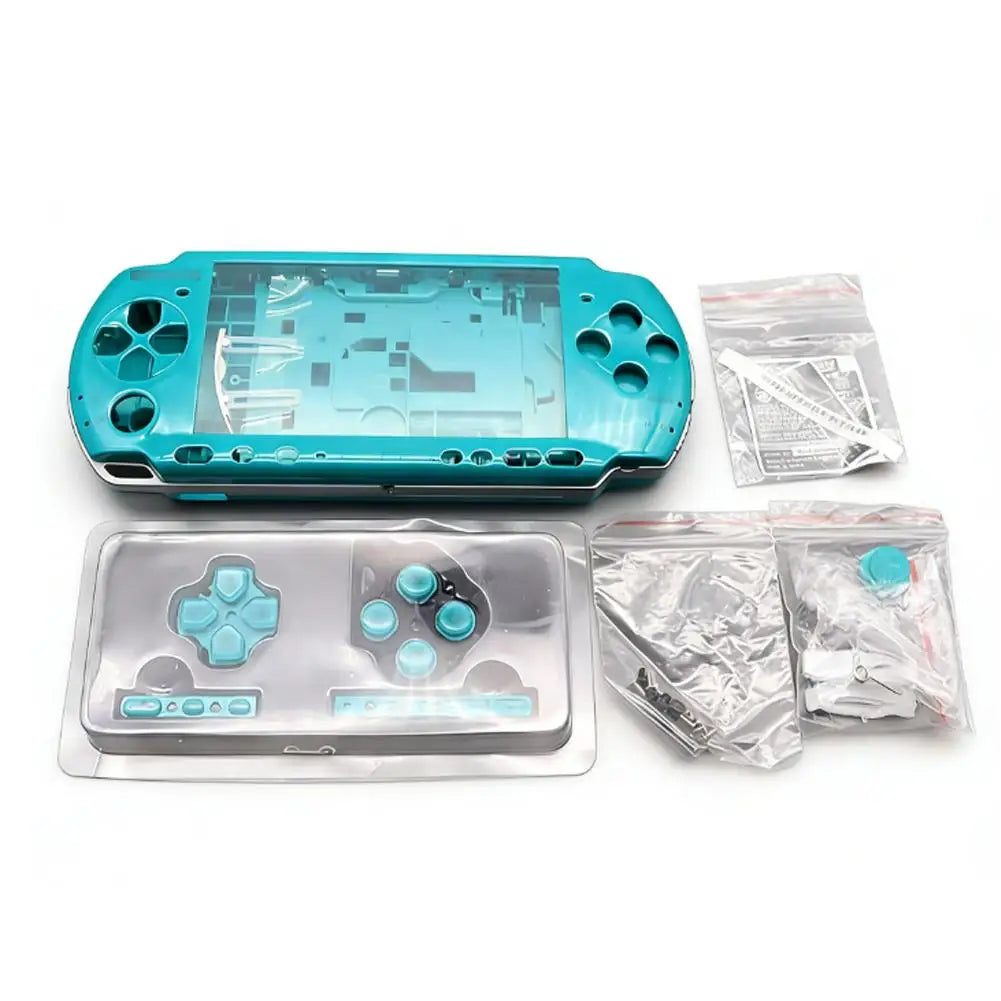 Front and back blue PSP 2000/3000 Slim housing panels for a custom PSP shell swap, buy modded PSP parts UK