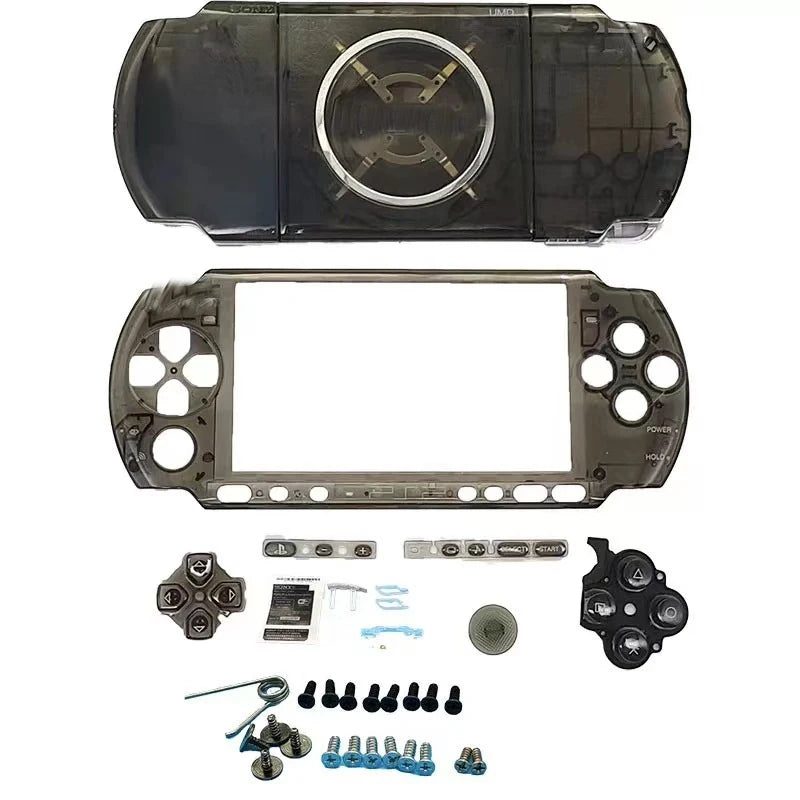See-through black PSP 2000/3000 Slim housing panels for a custom crystal PSP mod, buy clear PSP shell online UK
