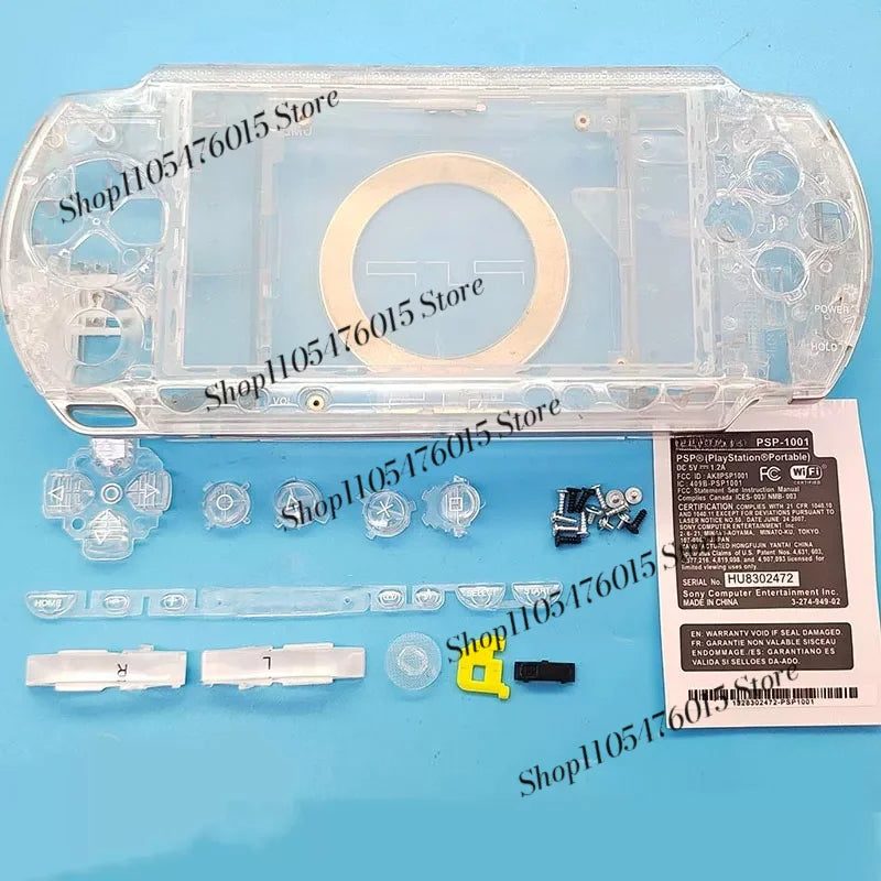 See-through clear PSP 1000 Phat housing panels for a custom crystal PSP mod, buy clear PSP shell online UK