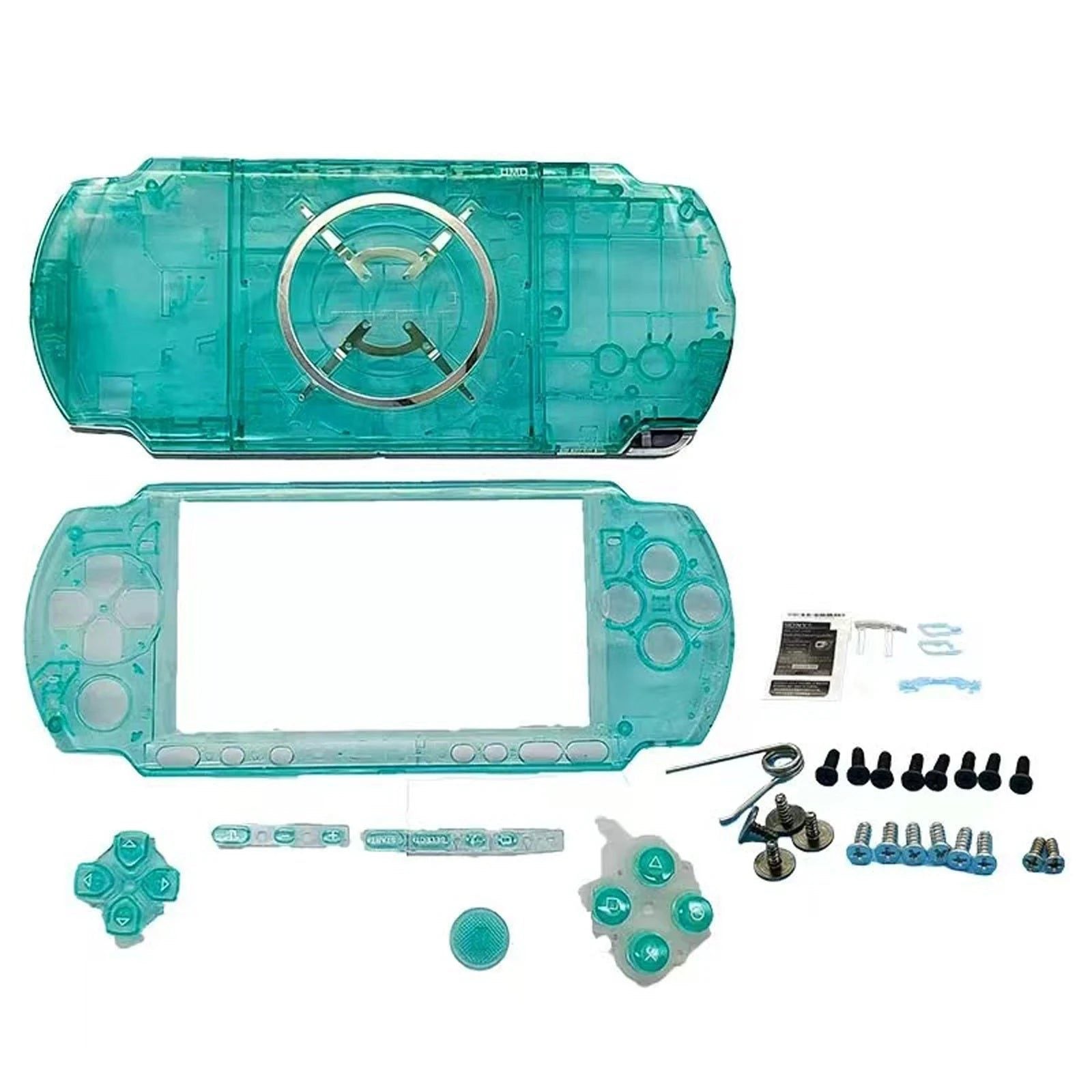 See-through green PSP 2000/3000 Slim housing panels for a custom crystal PSP mod, buy clear PSP shell online UK