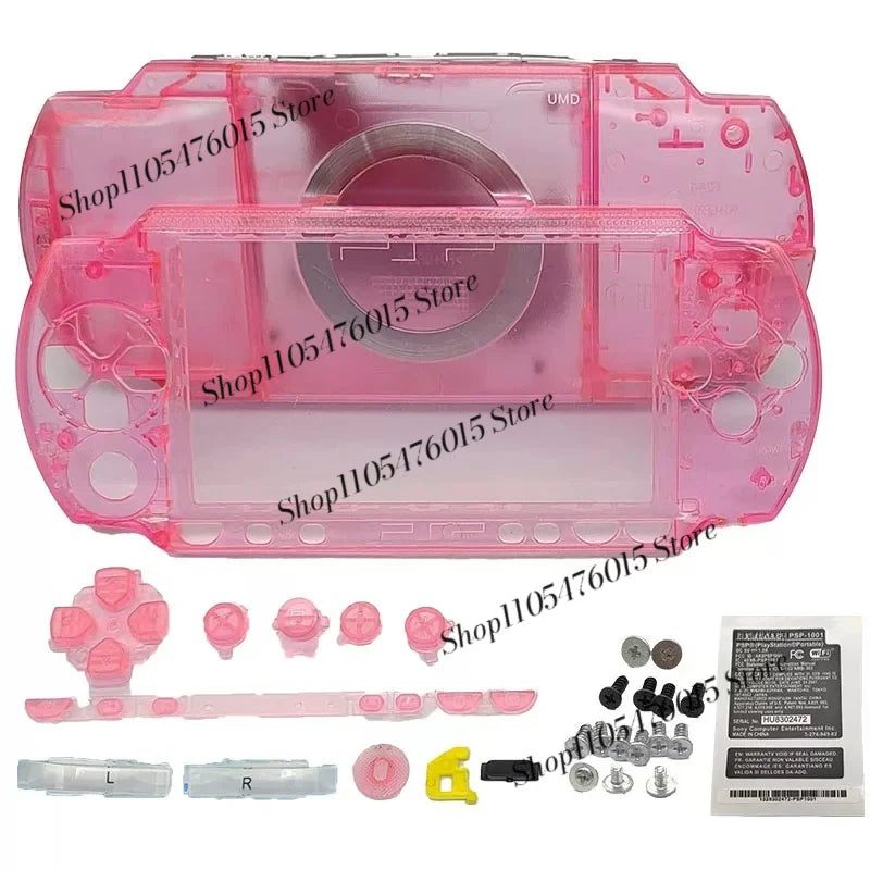 See-through pink PSP 1000 Phat housing panels for a custom crystal PSP mod, buy clear PSP shell online UK
