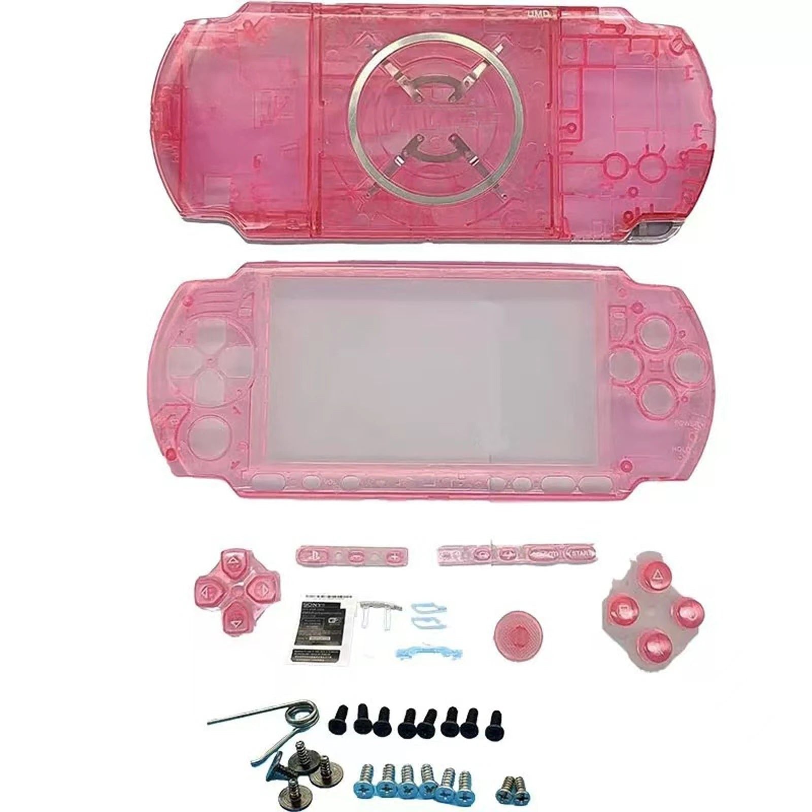 See-through pink PSP 2000/3000 Slim housing panels for a custom crystal PSP mod, buy clear PSP shell online UK