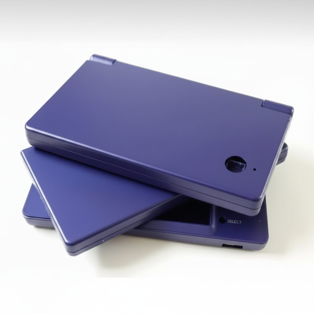 Deep Sea Blue DSi replacement shell shown on white, rich navy blue console housing to buy online UK