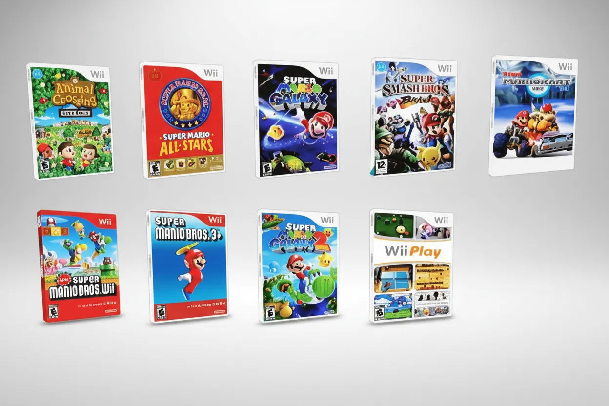 Modded Wii USB loader menu showing installed Wii games library on SD card homebrew
