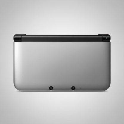 Silver and black modified Nintendo 3DS XL with Luma3DS custom firmware and homebrew emulators
