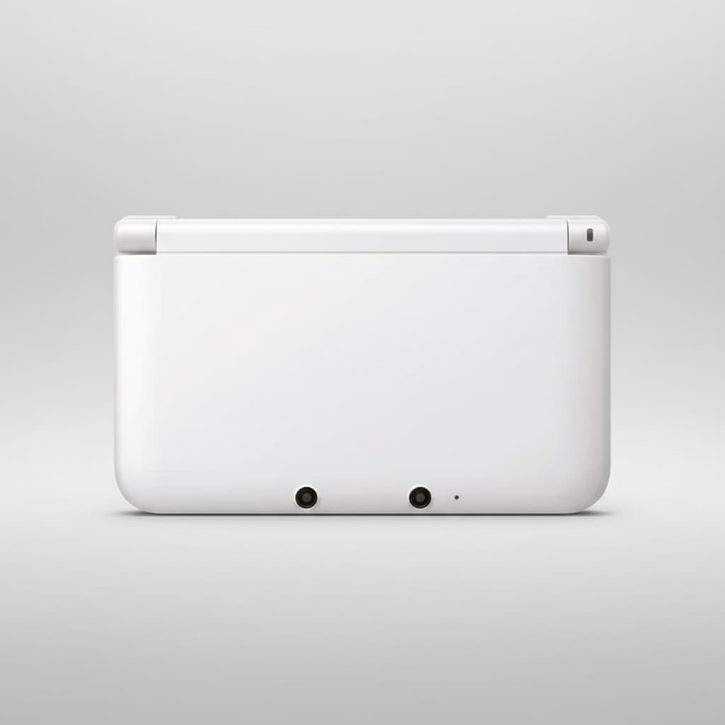 White modified Nintendo 3DS XL with Luma3DS custom firmware and homebrew emulators
