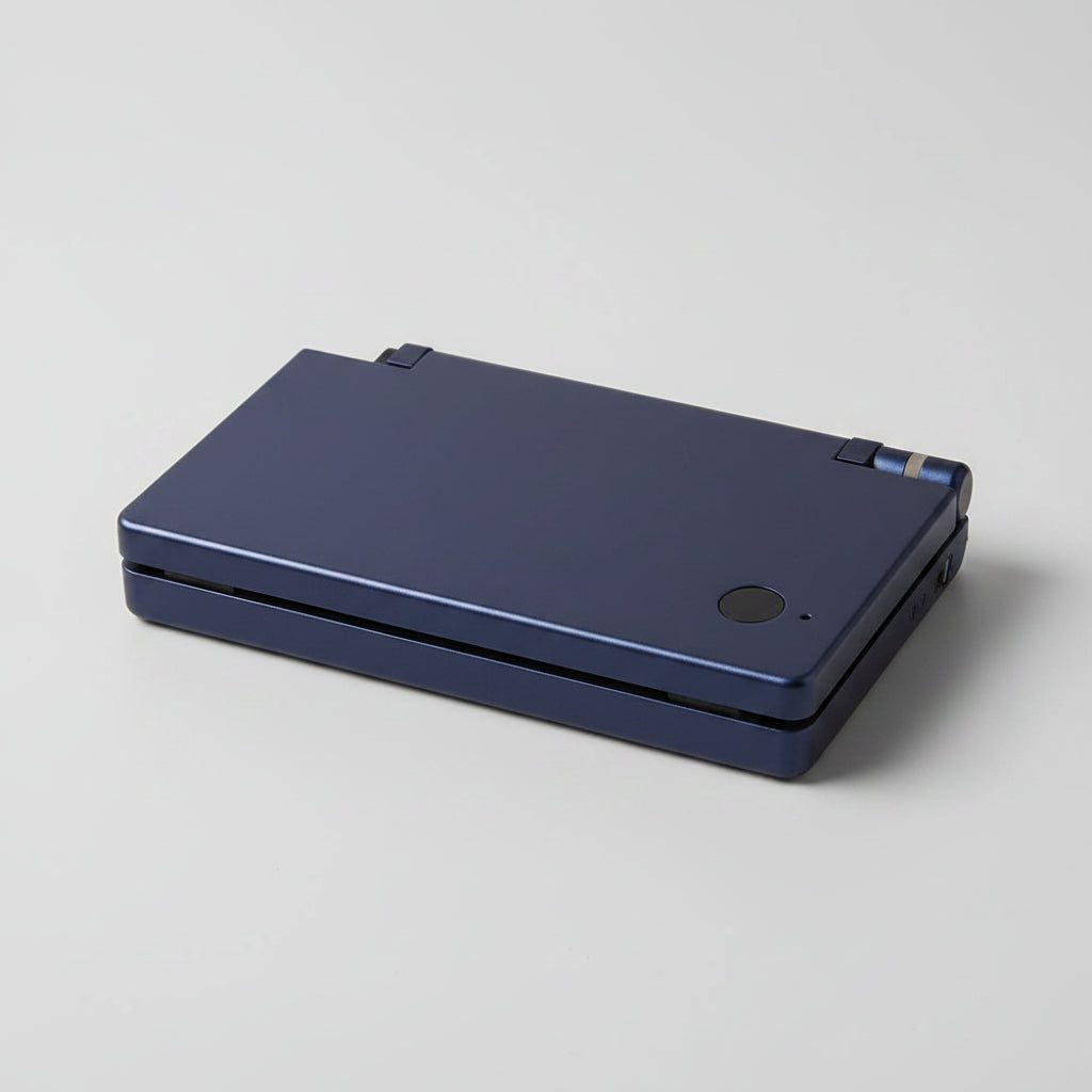 Midnight Abyss DSi replacement shell in midnight blue shown angled on a soft grey background