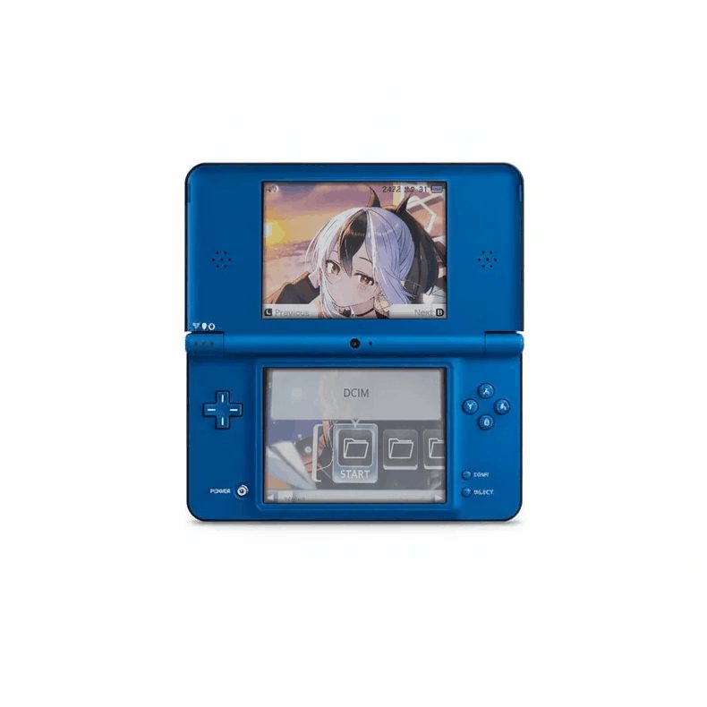 Blue modded Nintendo DSi XL open front, custom firmware DSi XL with preloaded games and emulators – ModxGaming UK