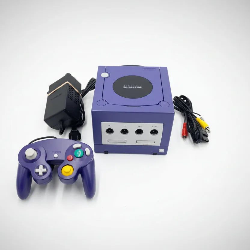 Indigo modded GameCube with matching controller and cables, SD card loader and preloaded retro games, buy online UK