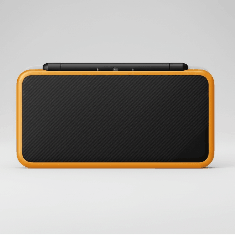 Black and orange modded New 2DS XL closed top-down, custom firmware console with preinstalled games – ModxGaming UK