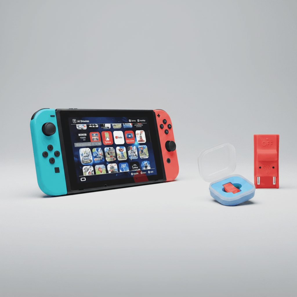 Angled modded Nintendo Switch with SD card games, RCM jig and carry case bundle – ModxGaming UK